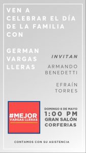 Invitación del senador Benedetti para celebrar el día de la Familia con el candidato Germán Vargas