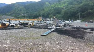 Helicóptero en Valle de Toledo, Antioquia quemado por delincuentes
