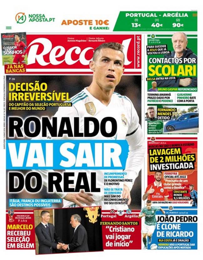 Cristiano Ronaldo sale del Real Madrid, es una decisión irreversible: diario portugués