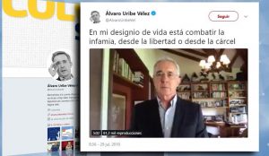 Uribe anuncia que defenderá su posición inclusive desde la cárcel