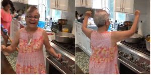 El baile de esta abuelita mientras cocina de seguro te saca una sonrisa