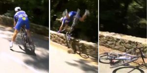 ¡Impresionante! Ciclista cayó afuera de la vía en el Tour de Francia