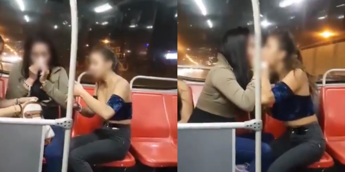 Jóvenes consumen cocaína en pleno Transmilenio