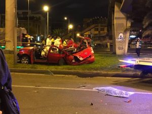 Carro accidentado en la Autopista Norte de Bogotá iba a más de 100 Km/h