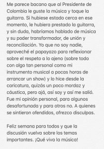 Guitarrista de Monsieur Periné ataca al Presidente Iván Duque