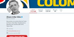 cuenta de twitter del expresidente de colombia alvaro uribe