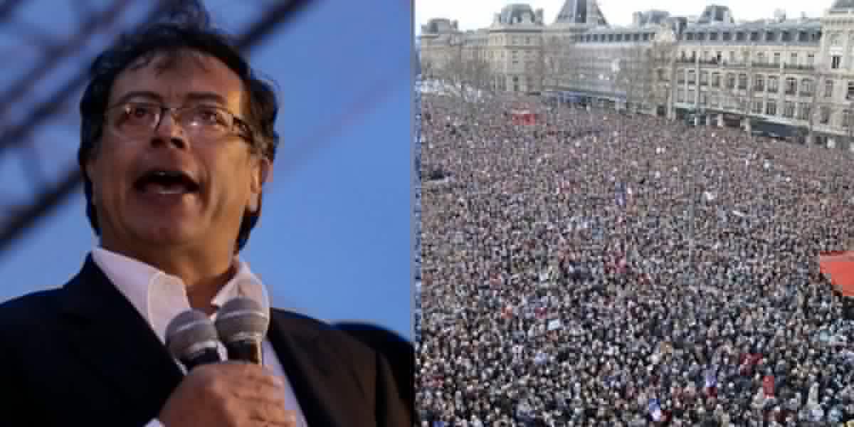 Foto falsa con la que Gustavo Petro promueve marcha contra el IVA