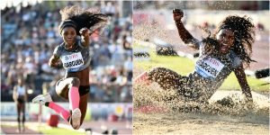 ¡Qué orgullo! Caterine Ibargüen mejoró su marca y venció a su rival venezolana en la Liga Diamante