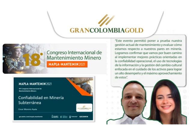 Gran Colombia Gold participó en el Congreso Internacional de Mantenimiento Minero MAPLA-MANTEMIN 2021