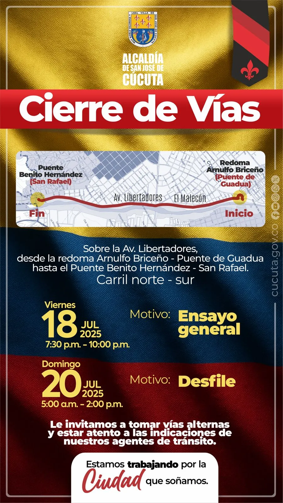 CIERRE VIAL POR EL DESFILE DEL DÍA DE LA INDEPENDENCIA