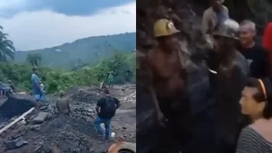 Rescatan con vida a tres mineros tras colapso de socavón