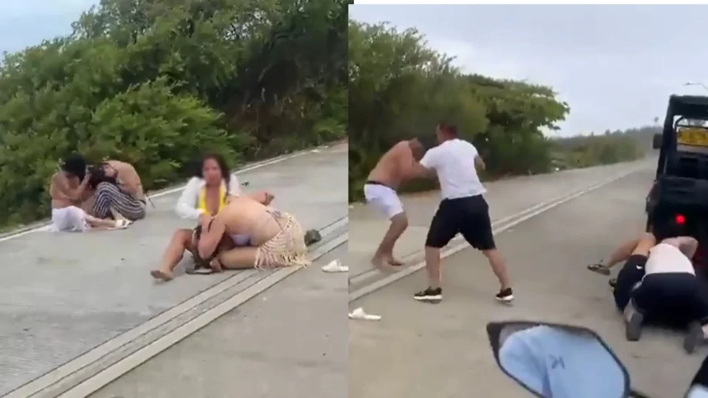 ¡El paseo terminó a los golpes! Turistas protagonizaron tremendo escándalo en plena vía de San Andrés